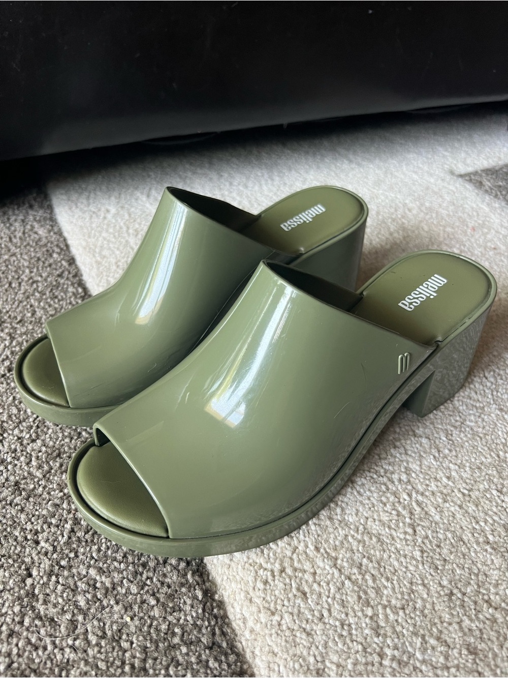Melissa Peep Toe Mule II Sandals Olive Green - 8